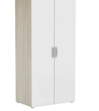 Armario 2 puertas madera y blanco