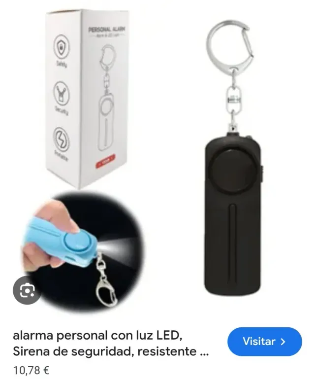 Alarma Personal Llavero 130dB + Luz LED NEGRO