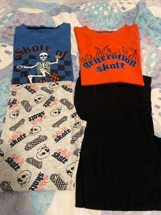 Pijama skate calaveras y llamas