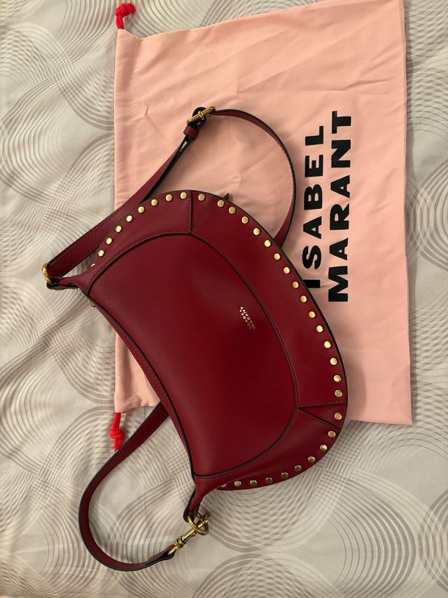 Bolso Isabel Marant Rojo con Tachuelas Doradas