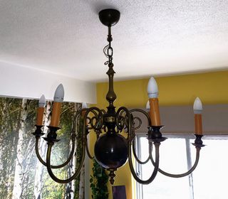 Candeeiro Latão Antigo 6 Lumes Suspenso