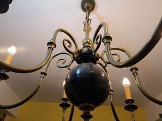 Candeeiro Latão Antigo 6 Lumes Suspenso