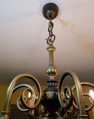 Candeeiro Latão Antigo 6 Lumes Suspenso