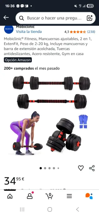 Set de Pesas Ajustables 20 kg