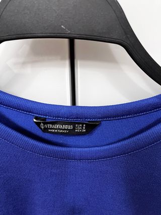 Vestido corto Stradivarius azul fruncido