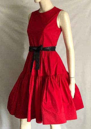 Vestido Rojo Carolina Herrera Negro Lazo