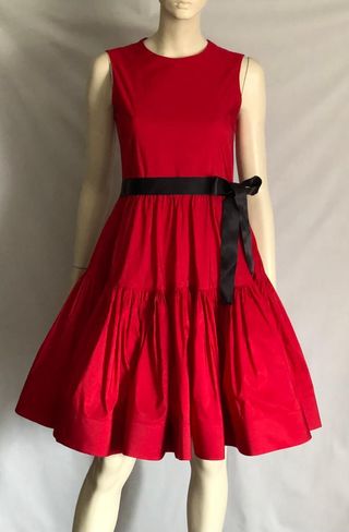 Vestido Rojo Carolina Herrera Negro Lazo