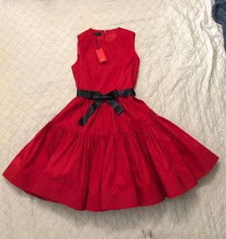 Vestido Rojo Carolina Herrera Negro Lazo