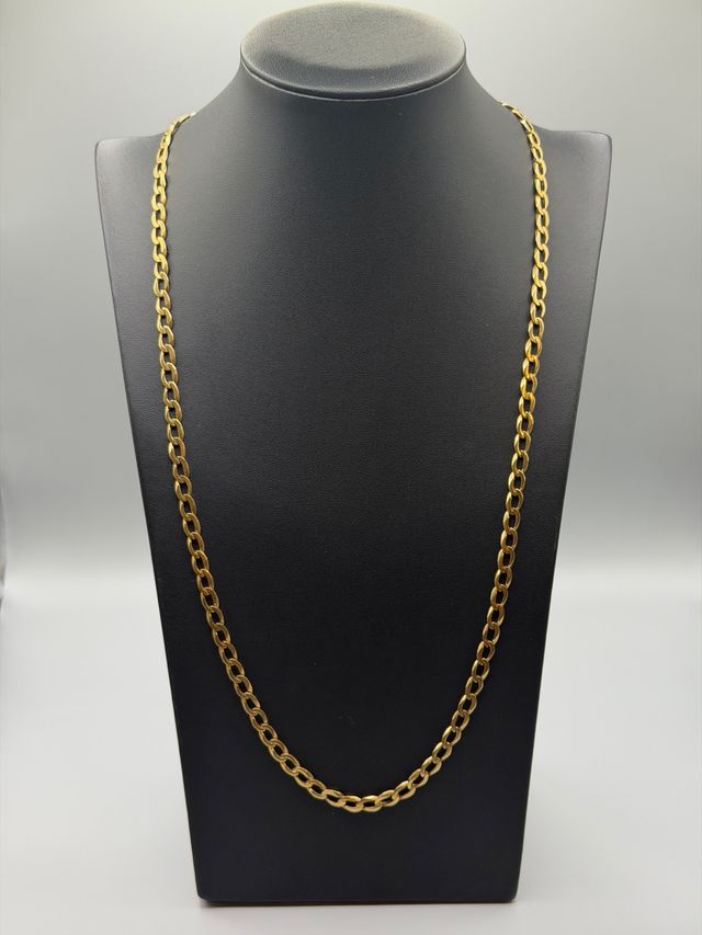 Ref265 Cadena barbada maciza de oro de 18k