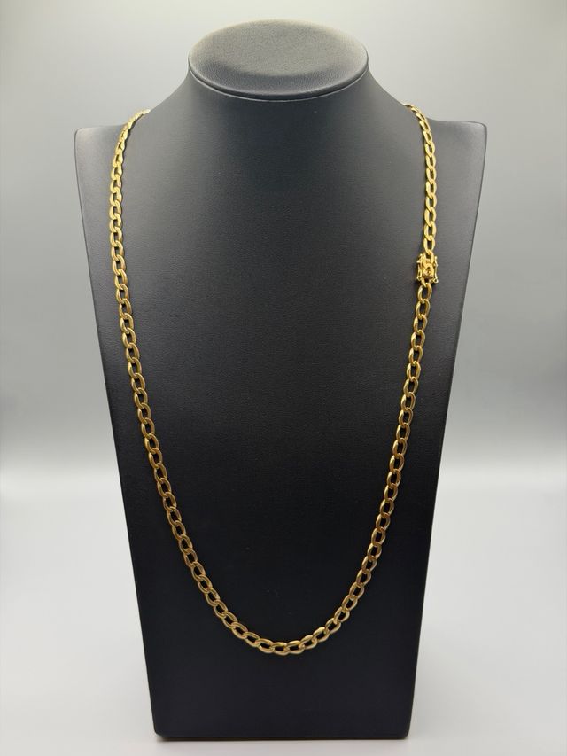 Ref265 Cadena barbada maciza de oro de 18k