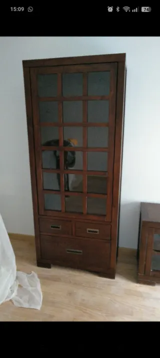 Conjunto Mueble Salón Madera y Cristal