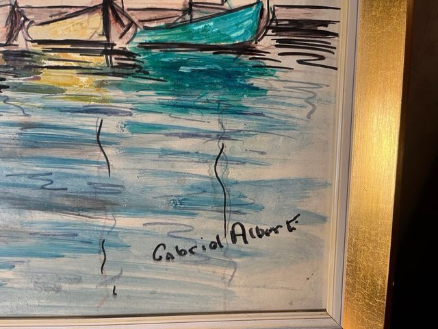 Oleo sobre tabla veleros