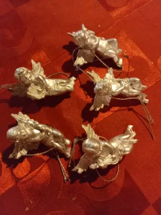 5 Anjos Decorativos Prata para Árvore