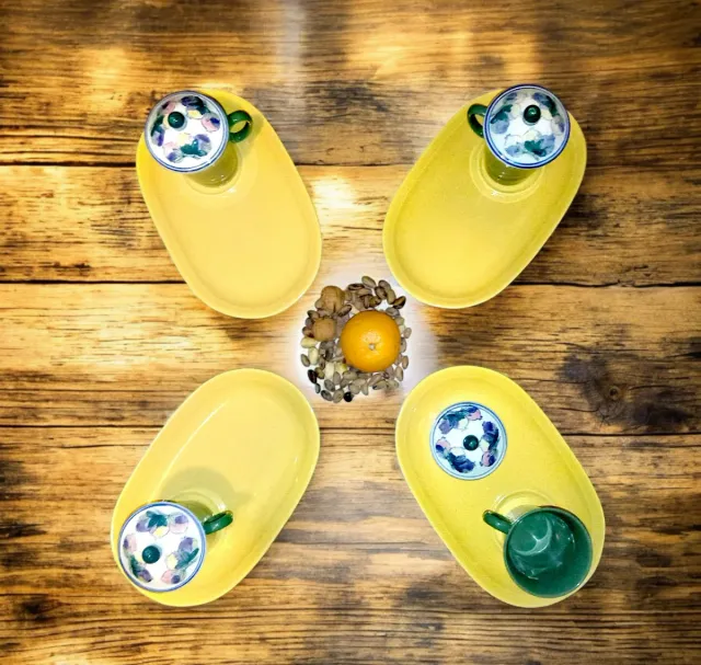 Juego Desayuno/Merienda 4 platos/bandeja y 4 tazas