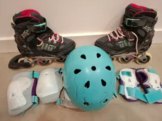 Patines en línea y protecciones niña