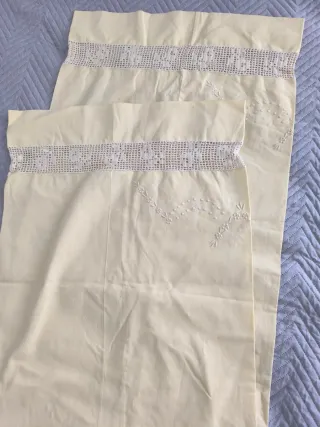 Sábanas algodón bordadas a mano y crochet