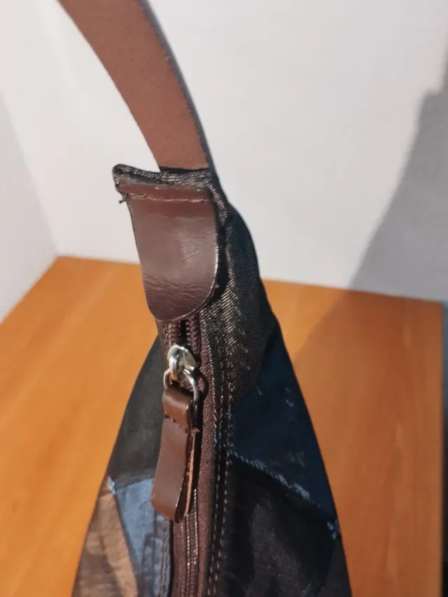 Bolso de tela y cuero multicolor