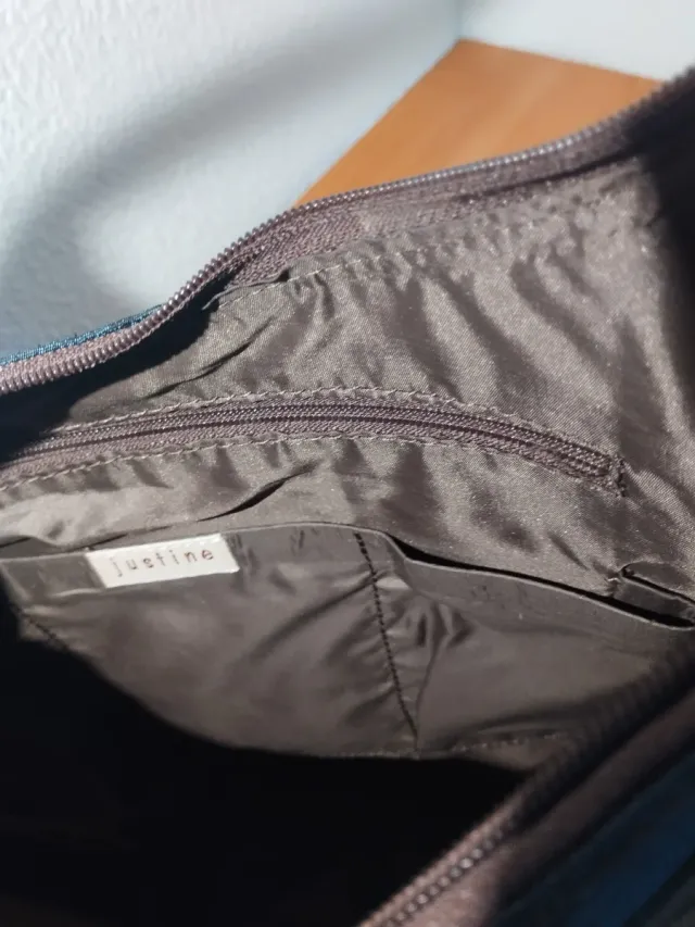 Bolso de tela y cuero multicolor