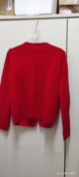 Cardigan Benetton lana bambina rosso con bottoni