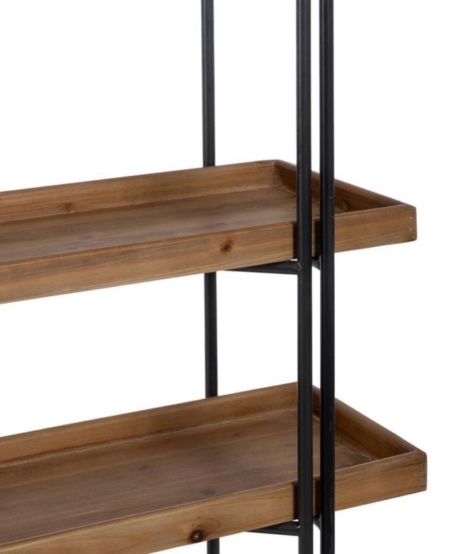 Scaffale Nero Beige Ferro Legno 111x176x34