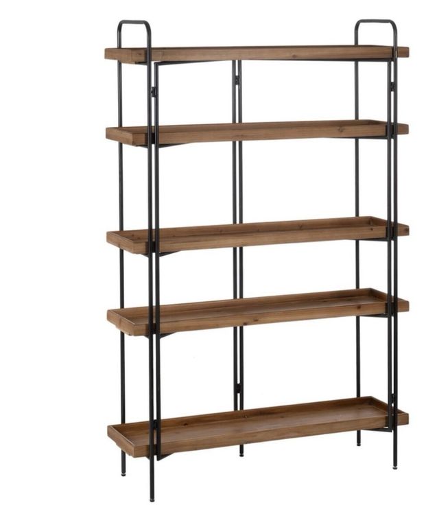 Scaffale Nero Beige Ferro Legno 111x176x34