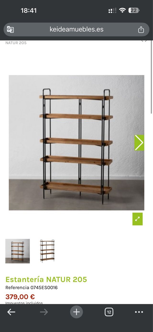 Scaffale Nero Beige Ferro Legno 111x176x34