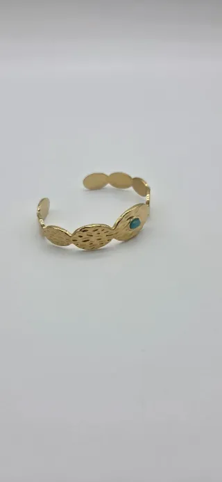 Pulsera Acero Quirúrgico Diseño Ovalado Turquesa