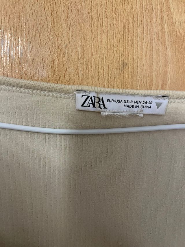 Camisa Zara manga larga beige XS