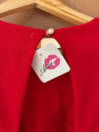 Vestido Rojo Manga Abullonada