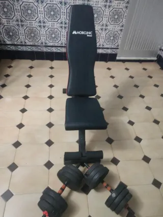 Banco de pesas + 2 mancuernas 16 kg