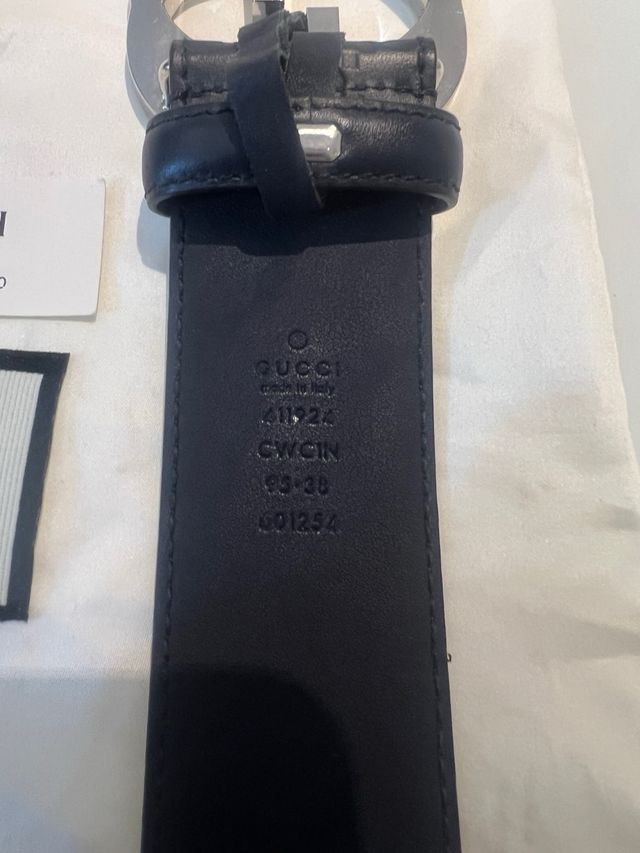 Cinturón Gucci Azul Marino Hombre Hebilla GG plate