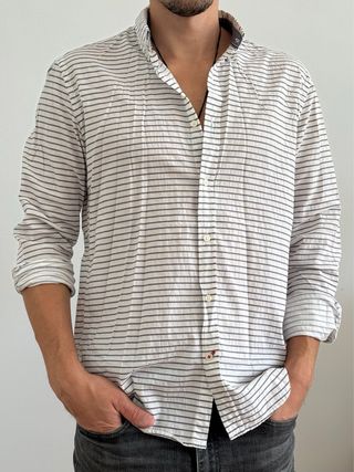 Camisa Tommy Hilfiger Rayas Azul Blanco