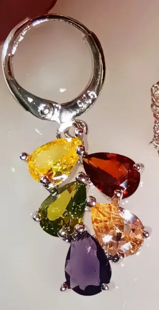 Conjunto Plata 925 Racimo Multicolor