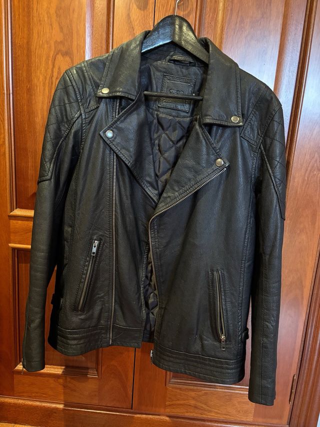 Cazadora Piel Hombre Negra