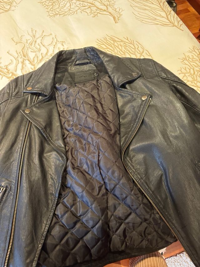 Cazadora Piel Hombre Negra