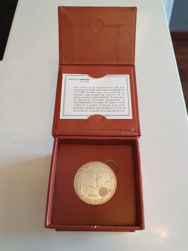 Moneda Plata 30€ Tratado Maastricht Banco España