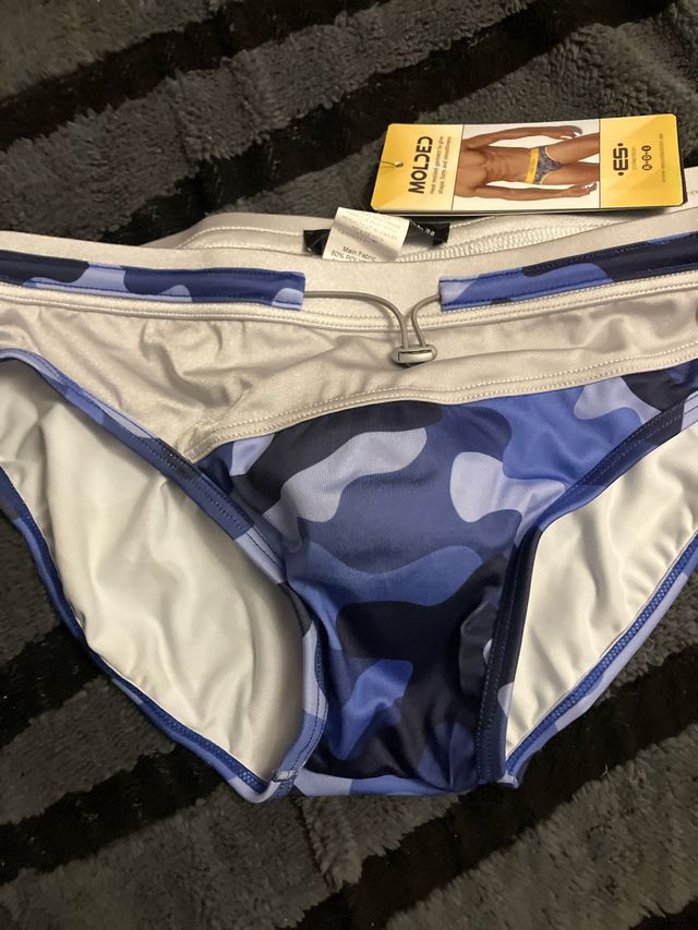 Bañador slip Es Collection azul y plata