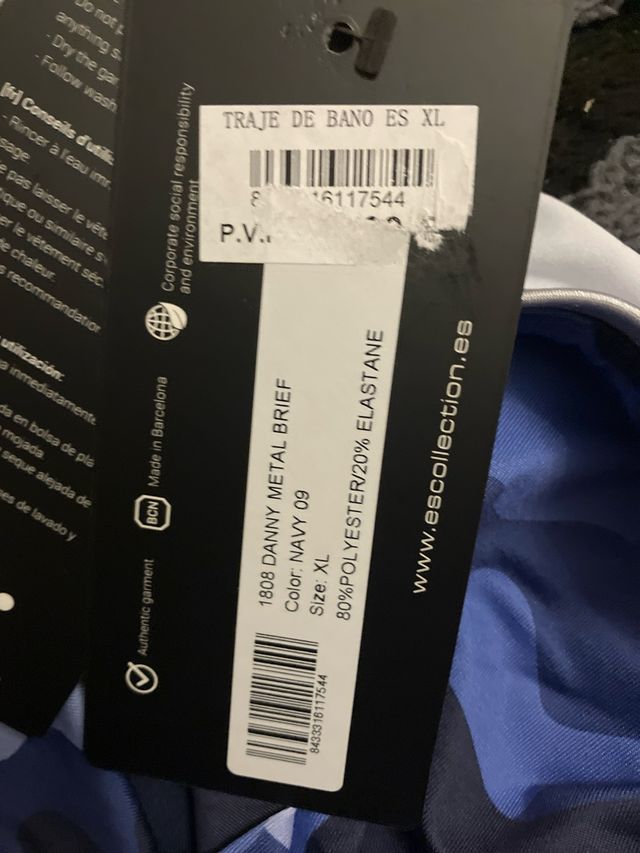 Bañador slip Es Collection azul y plata