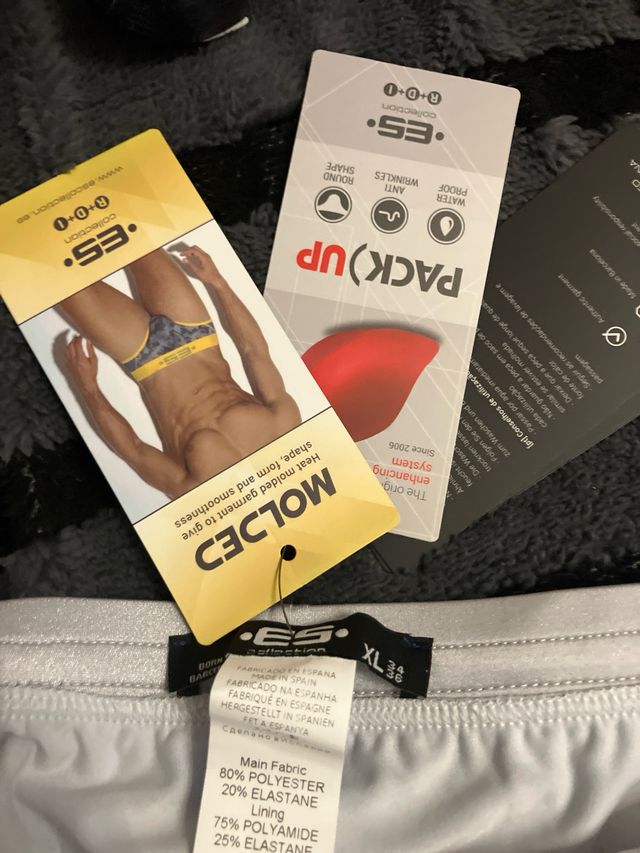 Bañador slip Es Collection azul y plata