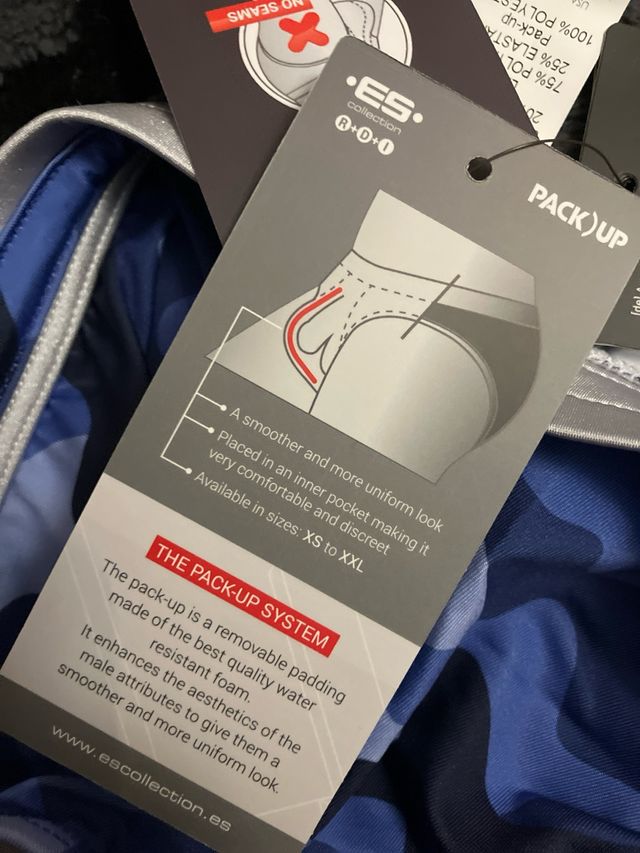 Bañador slip Es Collection azul y plata