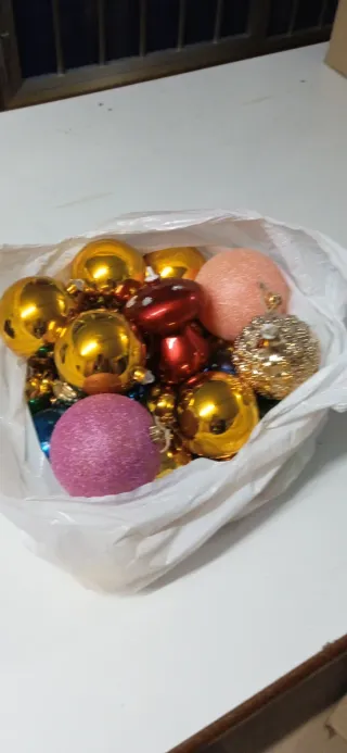 Lote bolas adornos navidad doradas y rosas