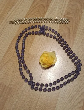 Conjunto bisutería perlas y morado
