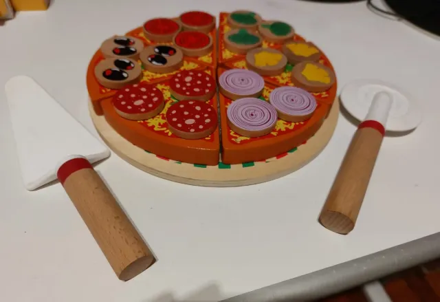 Juego de pizza de madera para niños