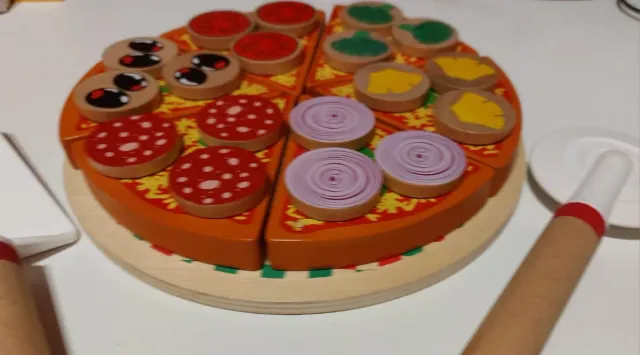 Juego de pizza de madera para niños