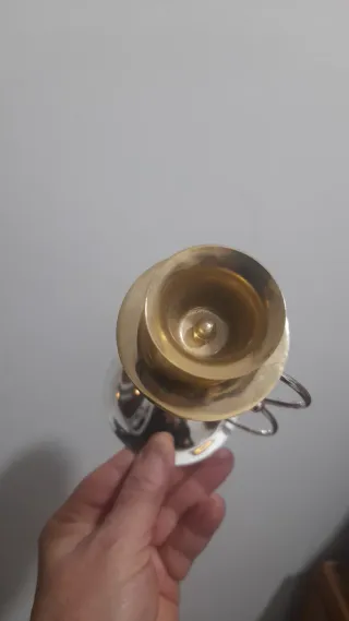 Portacandele in metallo e vetro blu