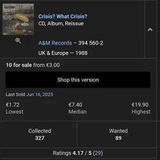 CD de Supertramp: "Crisis ? What Crisis ?" (1975)