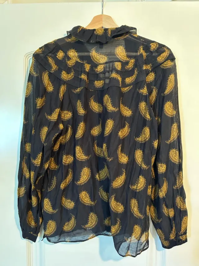 Camisa Massimo Dutti Paisley Negra y Dorada