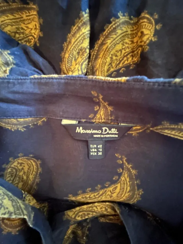 Camisa Massimo Dutti Paisley Negra y Dorada