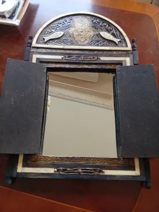 Espejo Marroquí Antiguo Madera y Metal, OFERTA 🉐