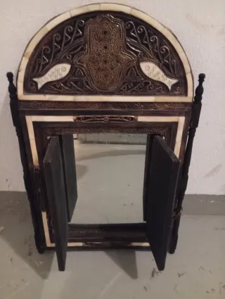 Espejo Marroquí Antiguo Madera y Metal, OFERTA 🉐